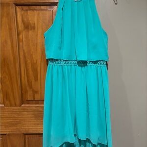 Juniors Teal High Low Dress